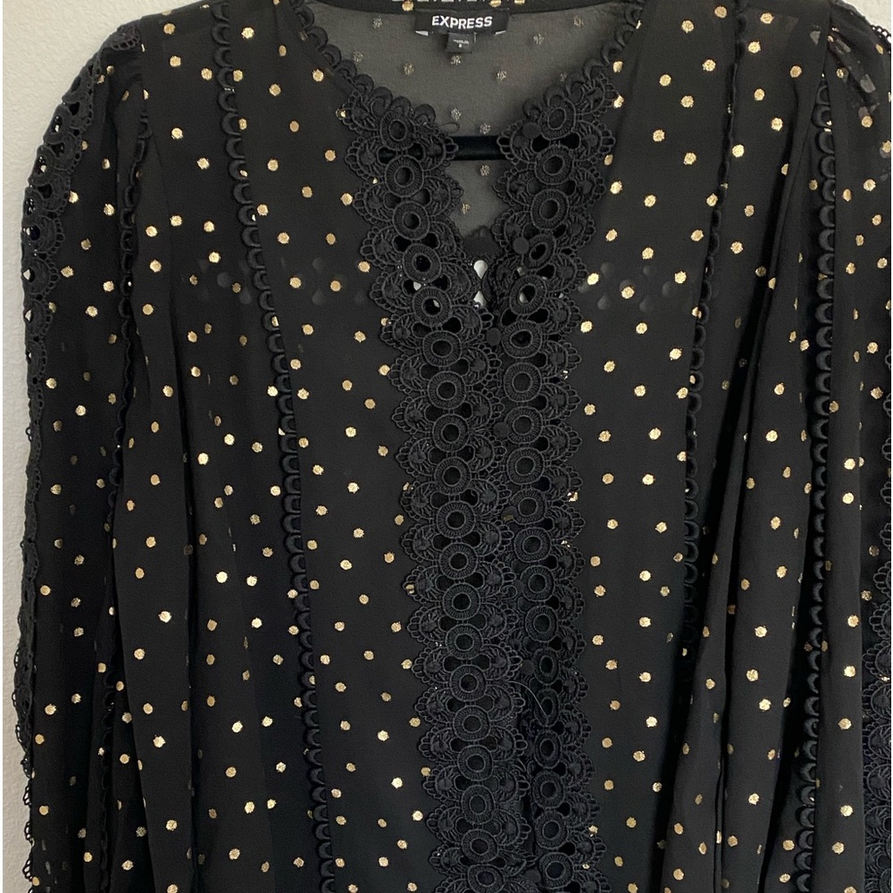 Express Metallic Dot Eyelet Blouse Small